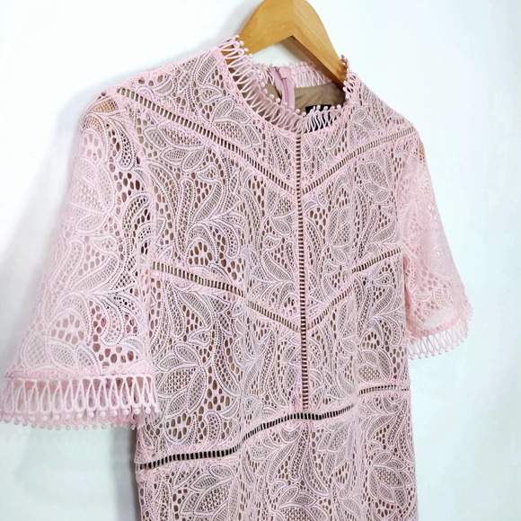 Bardot Theodora Lace Sheath Mini Dress In Soft Pink Wedding Preppy Party - Picture 4 of 8